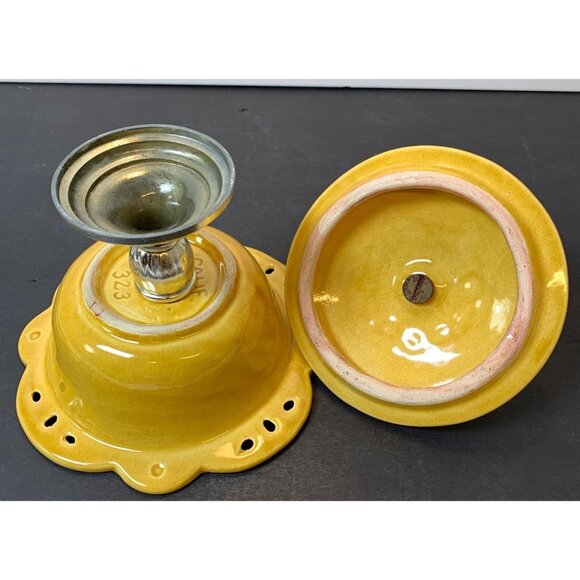 Mid Century Modern California Pottery Pedestal Dish With Lid, Yellow - #323 MCM - Picture 5 of 5
